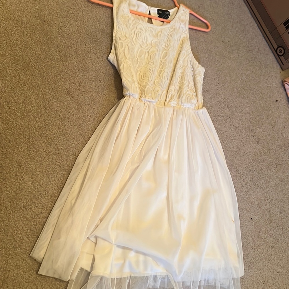 White tulle floral lace dress